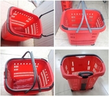 Bakkal / Süpermarket için Tekerlekler ile İstiflenebilir Plastik Alışveriş Sepeti