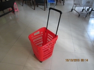 Süpermarket / Sebze Alışveriş Sepetinde Kırmızı Plastik Rolling Basket Sepeti