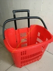 Dayanıklı Plastik Katlanır Kırmızı Alışveriş El Sepeti, Tekerlekler / Mağaza Sepeti