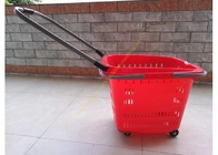 Bakkal / Süpermarket SGS için Tekerlekler ile İstiflenebilir Plastik Alışveriş Sepeti