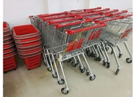 OEM Euro Stil Metal Süpermarket Mağazada Dört Tekerlek Alışveriş Arabası